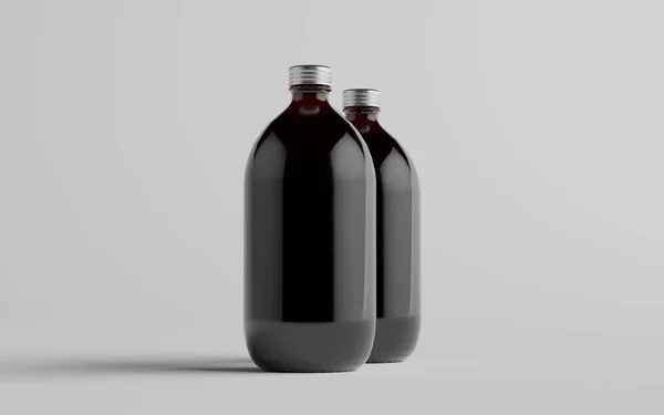 Cold Brew Koffie Amber Bruin Grote Glazen Fles Verpakking Mockup — Stockfoto