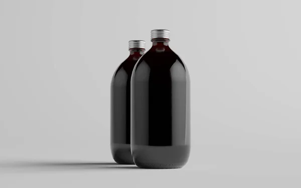 冷咖啡琥珀 棕色大玻璃瓶包装软饮料 — 图库照片