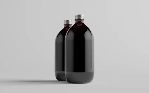 Cold Brew Koffie Amber Bruin Grote Glazen Fles Verpakking Mockup — Stockfoto