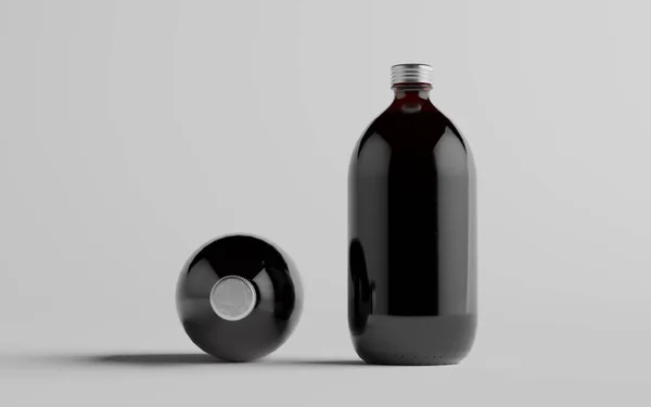 Cold Brew Koffie Amber Bruin Grote Glazen Fles Verpakking Mockup — Stockfoto