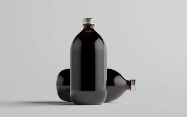 Холодный Кофе Янтарь Коричневый Большой Стеклянной Бутылки Упаковки Макет Две — стоковое фото