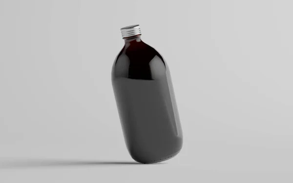 Kallbryggt Kaffe Amber Brun Stor Glasflaska Förpackning Mockup Flaska — Stockfoto
