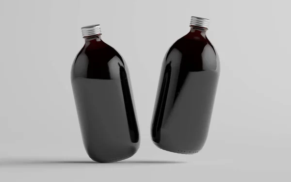 冷咖啡琥珀 棕色大玻璃瓶包装软饮料 — 图库照片