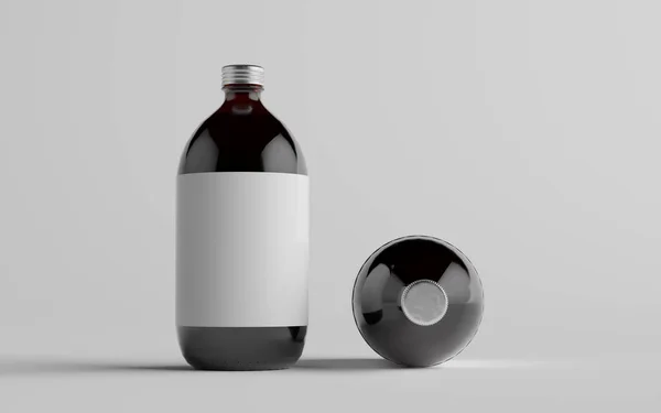 Холодный Кофе Янтарь Коричневый Большой Стеклянной Бутылки Упаковки Макет Две — стоковое фото