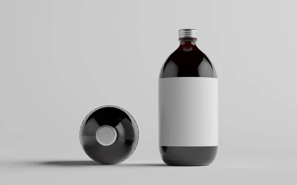 Kallbryggt Kaffe Amber Brun Stor Glasflaska Förpackning Mockup Två Flaskor — Stockfoto