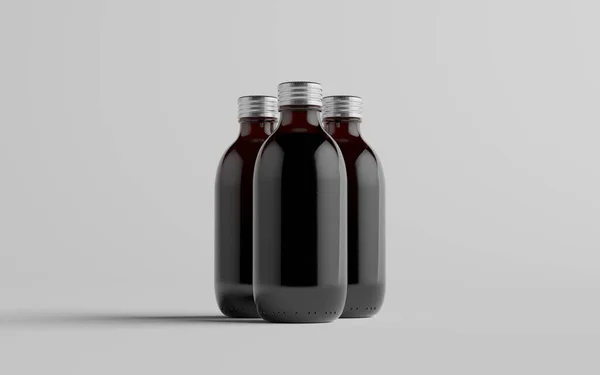 Cold Brew Coffee Amber Brown Medium Glass Bottle Packaging Mockup — Stockfoto