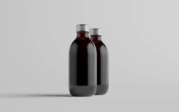 Soğuk Bira Kahvesi Amber Kahverengi Bardak Şişesi Paket Model Şişe — Stok fotoğraf