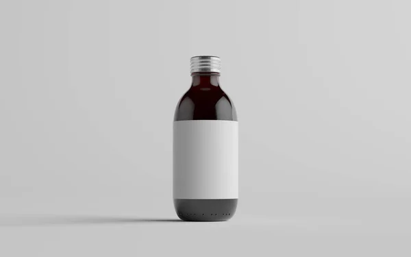 Cold Brew Coffee Amber Brown Medium Glass Bottle Packaging Mockup — 스톡 사진