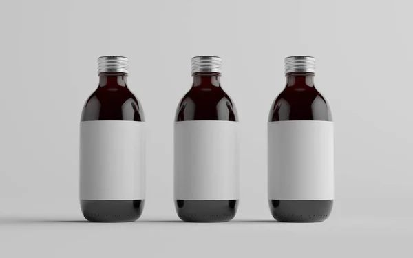 Cold Brew Coffee Amber Brown Medium Glass Bottle Packaging Mockup — Stock Fotó