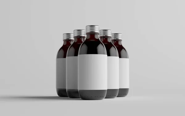 Cold Brew Coffee Bernstein Braun Medium Glasflaschen Verpackung Mockup Mehrere — Stockfoto