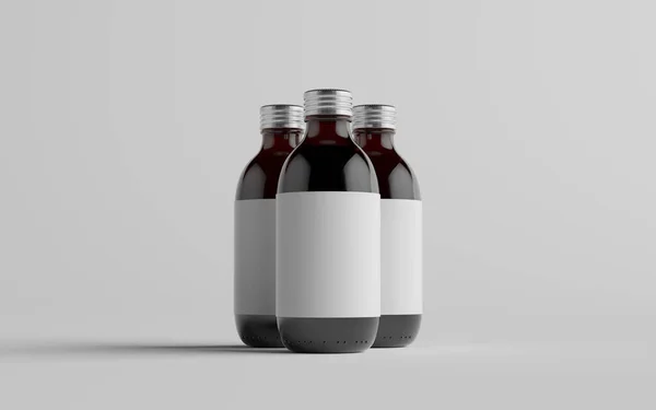 Cold Brew Coffee Bernstein Braun Medium Glasflaschen Verpackung Mockup Drei — Stockfoto