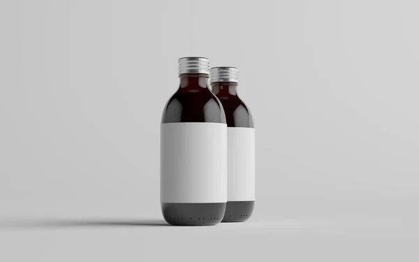Cold Brew Coffee Bernstein Braun Medium Glasflaschen Verpackung Mockup Zwei — Stockfoto