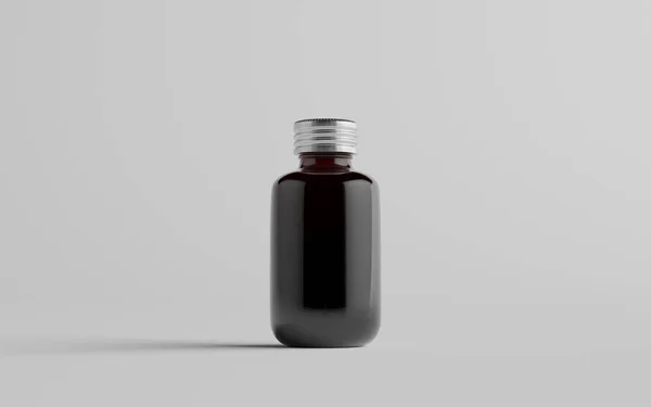 Cold Brew Coffee Amber Brown Small Glass Bottle Packaging Mockup — Stock Fotó