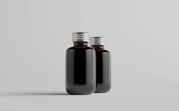 Cold Brew Koffie Amber Bruin Small Glass Bottle Packaging Mockup — Stockfoto