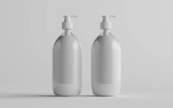 Transparente Plastikflaschen Mock Flüssigseife Shampoo Spender Zwei Flaschen Illustration — Stockfoto
