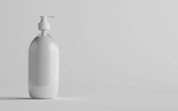 透明的塑料泵瓶 模拟液体肥皂 洗发水分配器 一个瓶子 3D说明 — 图库照片