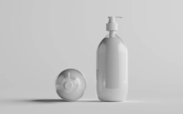 Transparente Plastikflaschen Mock Flüssigseife Shampoo Spender Zwei Flaschen Illustration — Stockfoto