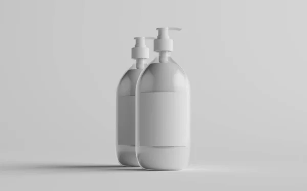 Maquette Bouteille Pompe Plastique Transparent Savon Liquide Distributeur Shampooing Deux — Photo