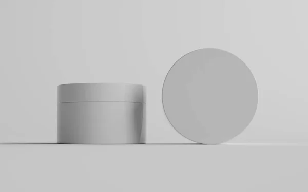 White Plastic Cosmetic Jar Mockup Zwei Gläser Illustration — Stockfoto