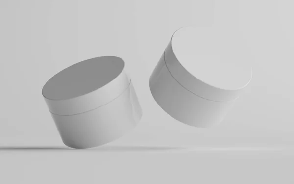 White Plastic Cosmetic Jar Mockup Zwei Gläser Illustration — Stockfoto