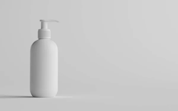 采购产品白色塑料泵瓶模型 液体肥皂 清洁剂 洗发水分配器 一个瓶子 3D说明 — 图库照片