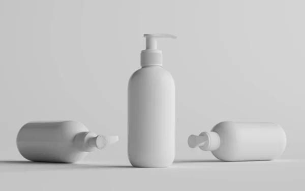 Bílé Plastové Čerpadlo Láhev Mock Kapalné Mýdlo Sanitizer Šampon Dávkovač — Stock fotografie