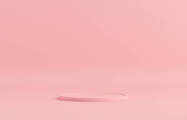 Ürün Kürsüsü - Pembe Podyum, Pembe Arkaplan. 3B Görüntü