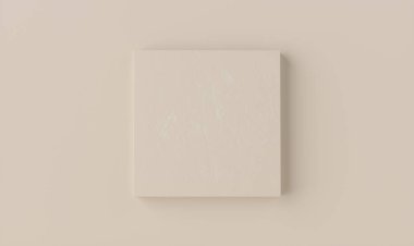 Ürün Podyumu - Bej Meydanı Podyumu, Bej Arkaplan, Düz Yatay 3D Görüntü