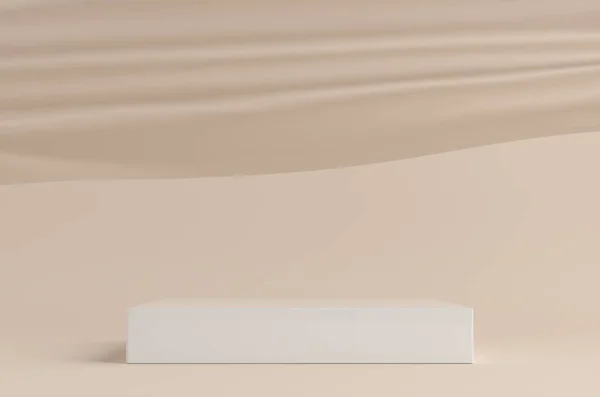 Ürün podyumu, White Square Podyumu, Bej arka plan. 3B Görüntü