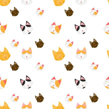 kedi yüzü vektör içinde pürüzsüz desen tasarımı