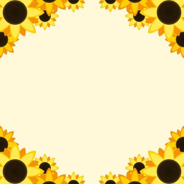 vektör içinde arkaplan için düz tasarım ayçiçeği çerçeve tasarımı