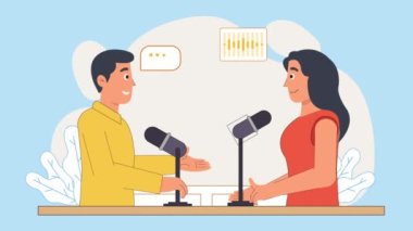 Podcast 2d açıklayıcı animasyon 4k, Röportaj konsepti animasyonu