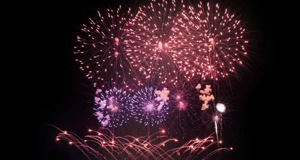 Colorful Fireworks Black Background — Stock Photo, Image