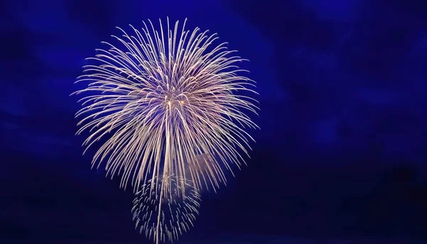 Gece gökyüzünde havai fişekler