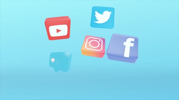 Animação Ícones Mídia Social Resolução — Vídeo de Stock