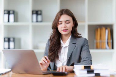 Yönetici iş adamları mali müfettişler hesap bakiyesi raporları hazırlıyorlar. İç Gelir ve Muhasebe kavramı.