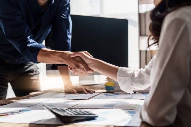 Business partnership meeting concept. Image business people handshake. Successful business person handshaking after good deal.