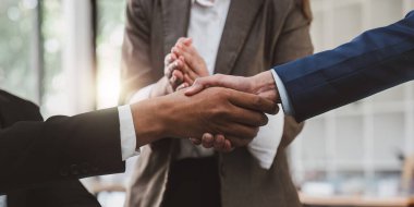 Business partnership meeting concept. Image business people handshake. Successful business person handshaking after good deal.