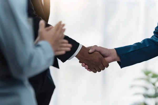 stock image Business partnership meeting concept. Image business people handshake. Successful businessmen handshaking after good deal. Group support concept.