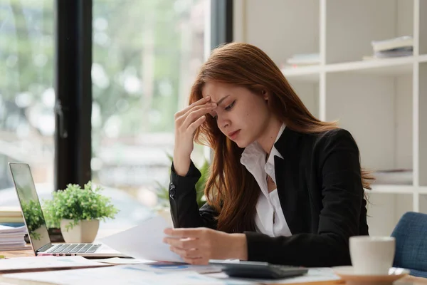 Deadline Young Business Woman Feeling Stressed Concept Business Woman Working — Stock Photo, Image