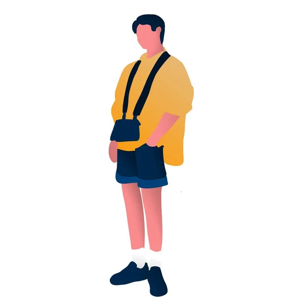 Привлекательная Иллюстрация Демонстрирует Высокого Стильного Молодого Человека Уверенно Носящего Пару — стоковое фото