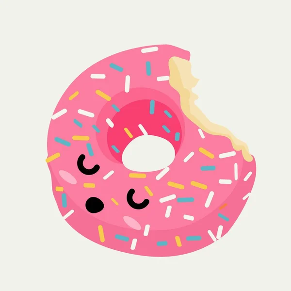 Deze Schattige Illustratie Voorzien Van Een Charmante Roze Donut Karakter — Stockvector