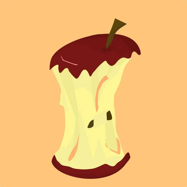 Illustration Vectorielle Pomme Rouge Consommée — Image vectorielle