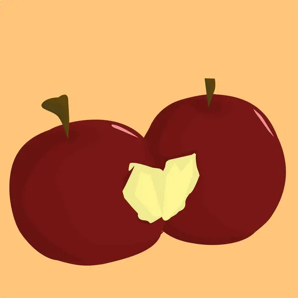 Symbol Miłości Stworzony Przez Dwa Jabłka Wektor Ilustracji — Wektor stockowy