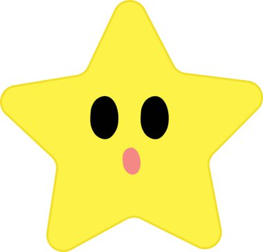 Sarı yıldız şekilli, siyah gözlü, kırmızı gagalı..