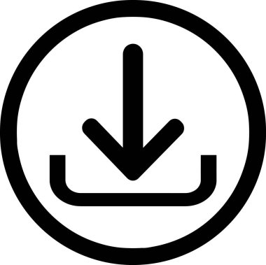 Siyah indirme tuşu, beyaz çember