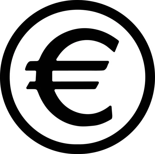Zwart Wit Euromuntsymbool — Stockfoto