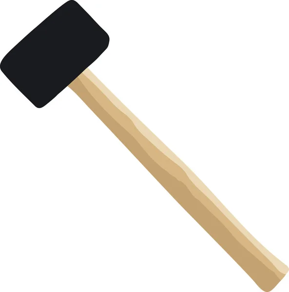 Der Schwarze Hammer Hat Einen Langen Holzstiel — Stockfoto