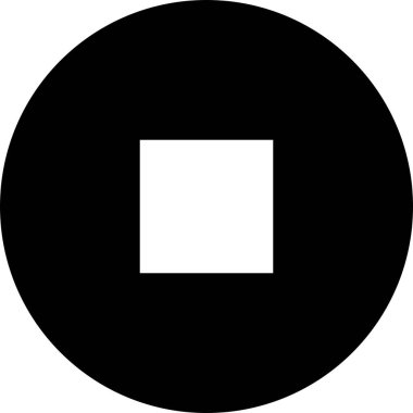 Siyah dairenin ortasında beyaz dur düğmesi