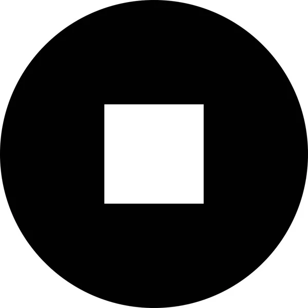 Siyah Dairenin Ortasında Beyaz Dur Düğmesi — Stok fotoğraf